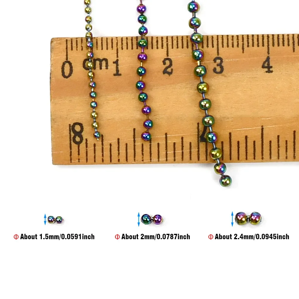 Cadena de cuentas para atar moscas, ojos de cuentas de Metal de 2,4mm y 3,2mm, materiales de pesca con mosca, cadena de mancuerna de cobre colorida, ojos de 1,5mm, 2mm y 2,4mm - imagen 3