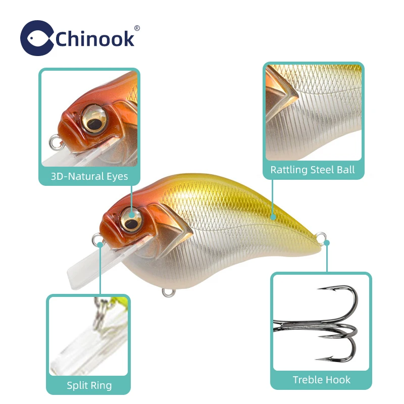 CHINOOK Crankbaits fishin Lurefishing, señuelo flotante, profundidad de 0,2-0,8 m, 16g, Wobbler, artificial, crankbait, perca de Lucio - imagen 3