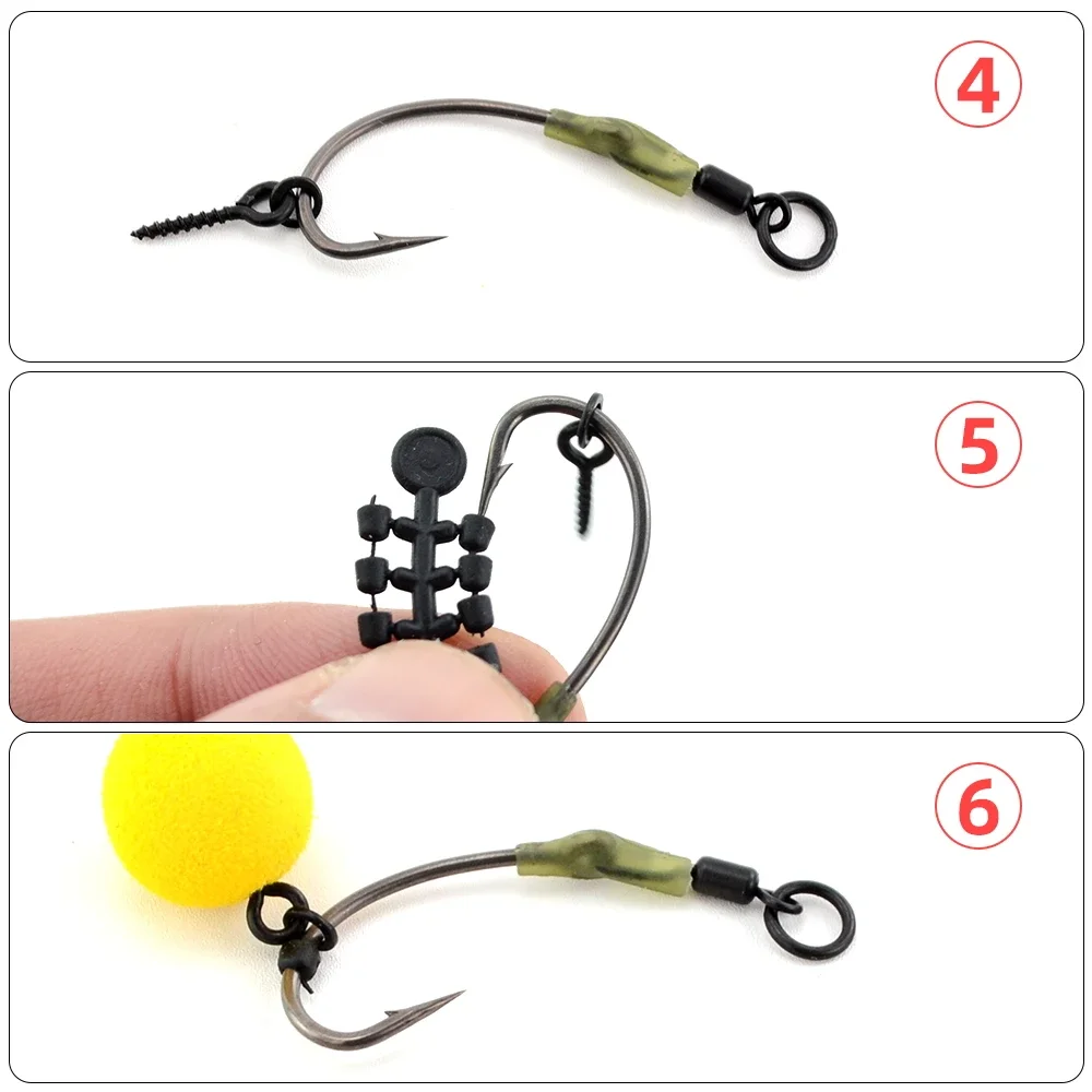 Hirisi-Juego de 10 fundas giratorias para pesca de carpa, mangas antienredos de cambio rápido, 20 piezas, cuentas de goma para anzuelo, accesorios de pesca - imagen 5