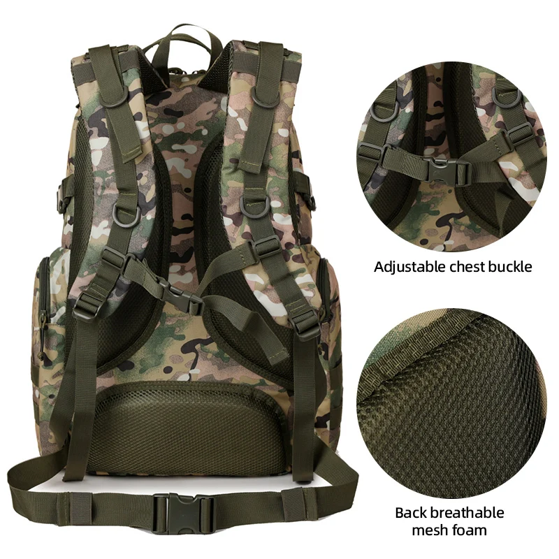 Mochila Molle de pesca para hombre, mochila táctica de viaje para caza, mochila de escalada para acampar al aire libre, bolsa deportiva grande para fin de semana múltiple - imagen 2
