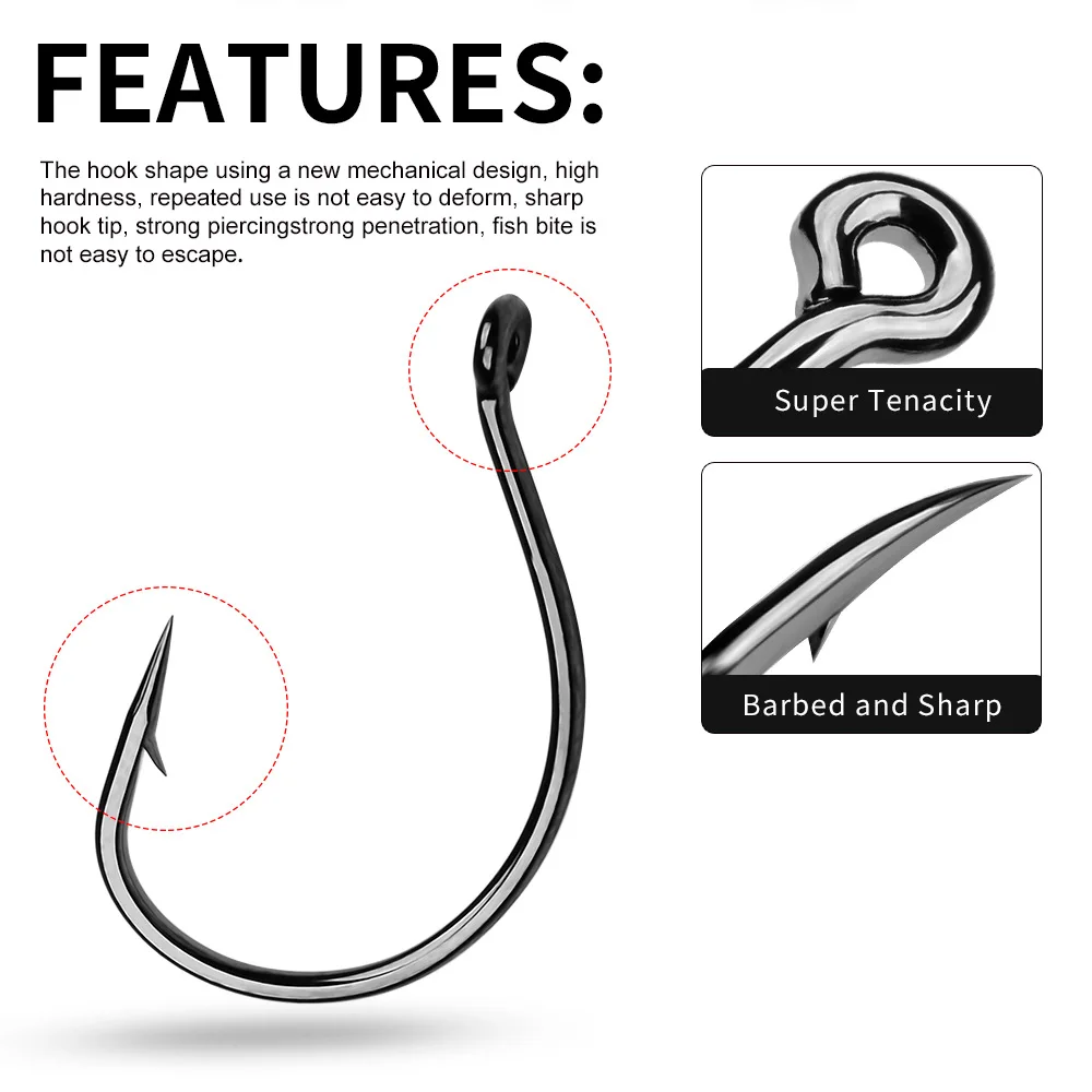 50 unids/lote anzuelo grueso de acero alto en carbono anzuelo de hierro con anzuelo de púas para accesorios de equipo de pesca de río Haihu al por mayor - imagen 5