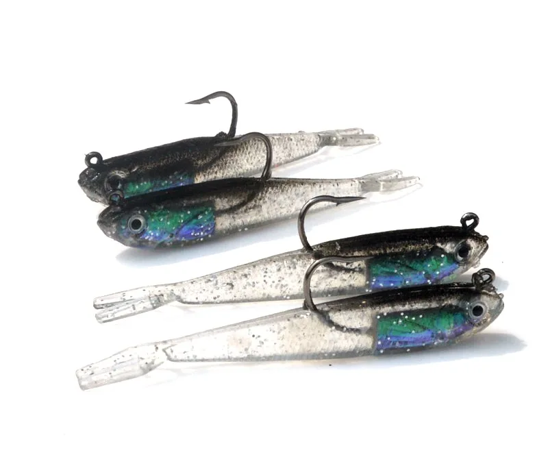 Señuelo de pesca Jig Head Sot Bait con anzuelo 7,5 cm/6,5g señuelo Artificial plomo pequeño pez negro lote 4 piezas - imagen 2