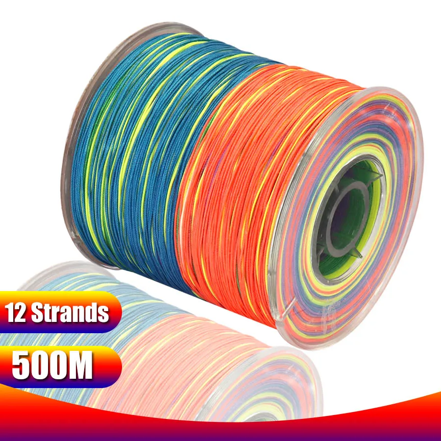 Hilo de pesca trenzado de PE, 12 hebras, 500m, multifilamento, para pesca de carpa, alta resistencia, 25-230LB - imagen 2