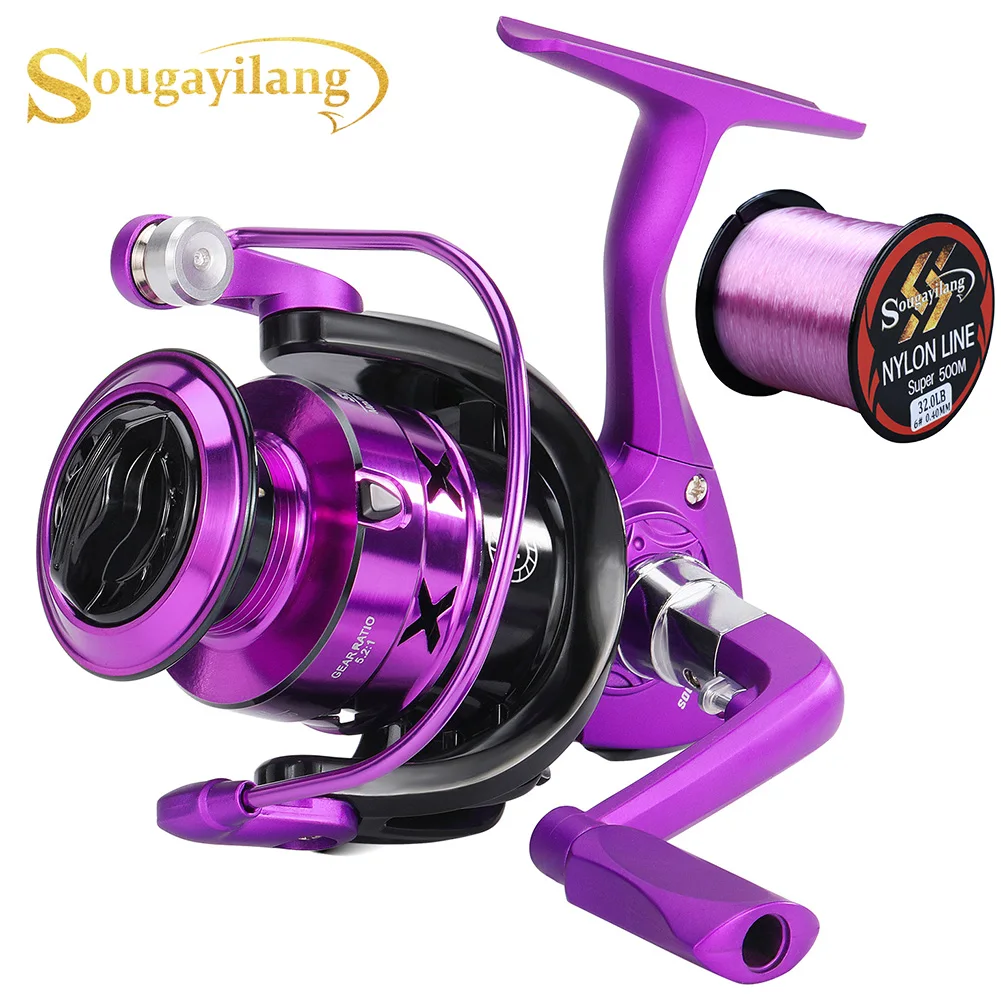 Carrete giratorio Sougayilang 1000-7000, marco de Metal ultraligero, carrete de pesca de carpa de arrastre suave de 15kg y carrete resistente de alta velocidad