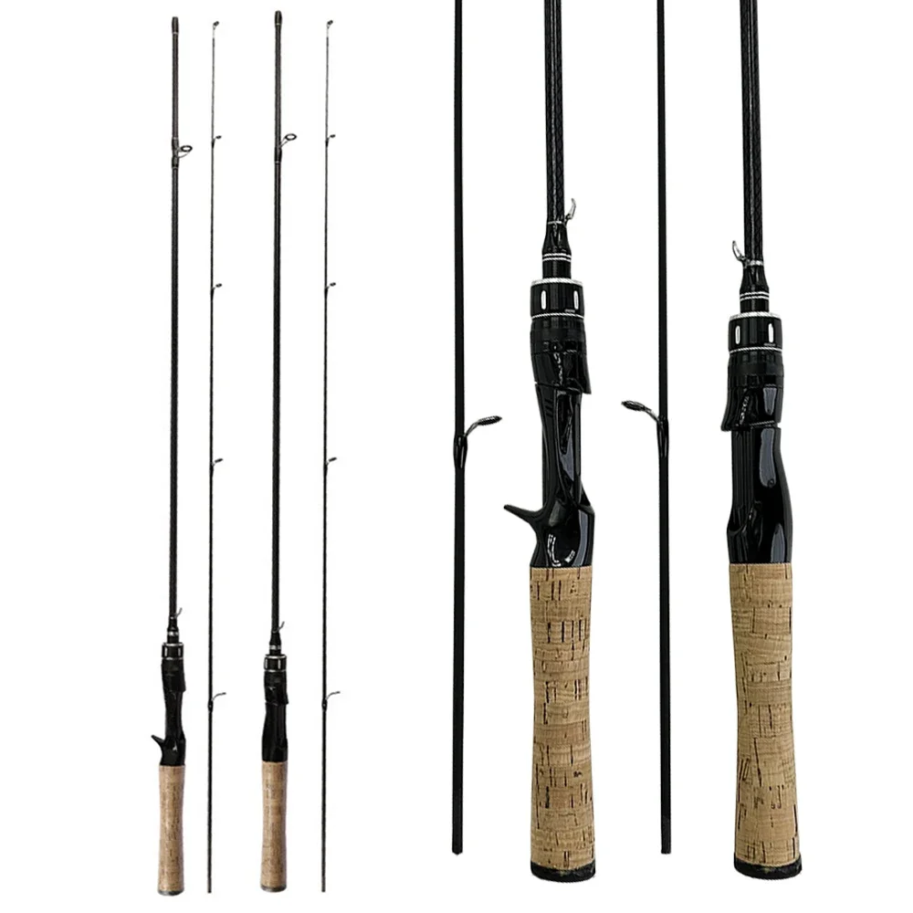 Juego combinado de caña y carrete de Pesca con señuelo de carbono portátil, carrete de Pesca de Baitcasting/Spinning de 1,68/1,8 m con línea para Pesca de carpa - imagen 4