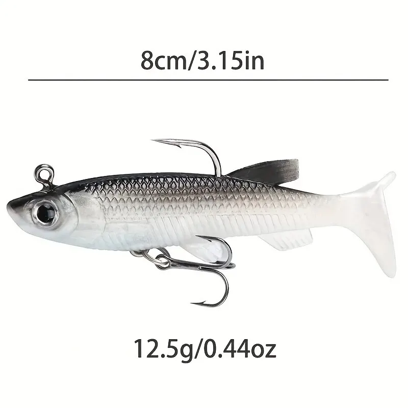 Señuelos de pesca 5 uds preinstalados Jig Head Paddle Tail Swimbaits de plástico suave para lubina trucha Walleye Crappie agua salada agua dulce - imagen 5