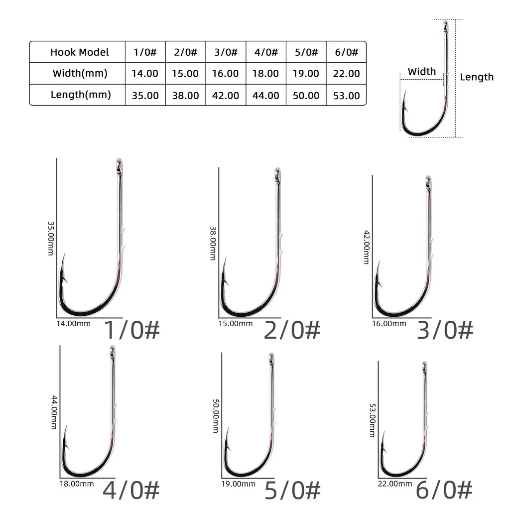 20/50pcs Long Shank Fishing Hooks #12-#6/0 Fish Hooks High Carbon Steel Sharp Barbed Fishhook Offset Narrow Baits Carp Fishing - imagen 3