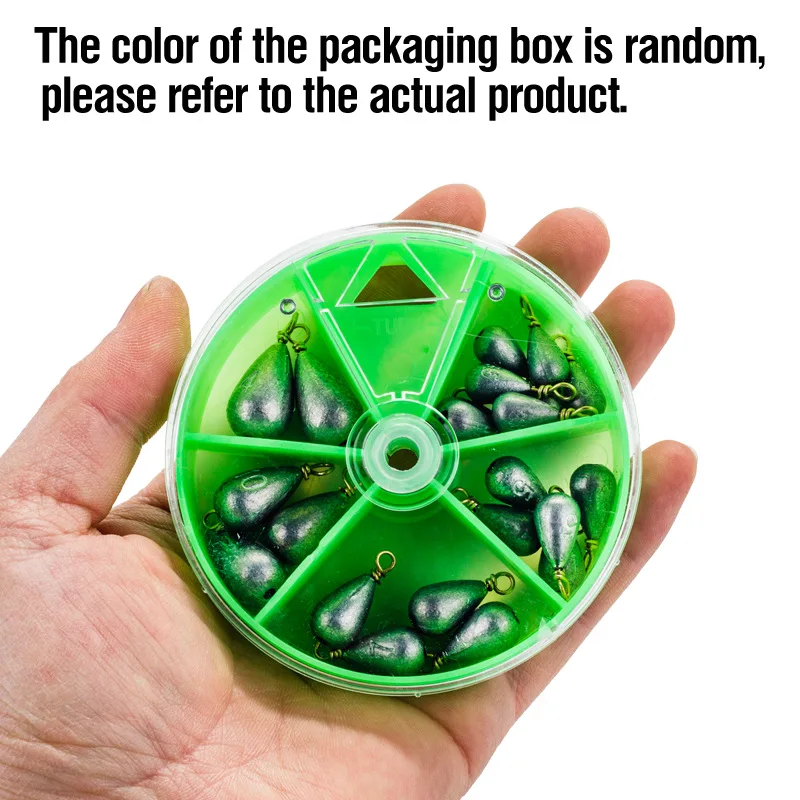 22 unids/caja pesas de pesca Kit de plomos 3,5g 5g 7g 10g 14g pesas de gota de agua de liberación rápida accesorios de aparejos herramientas de plomos - imagen 4
