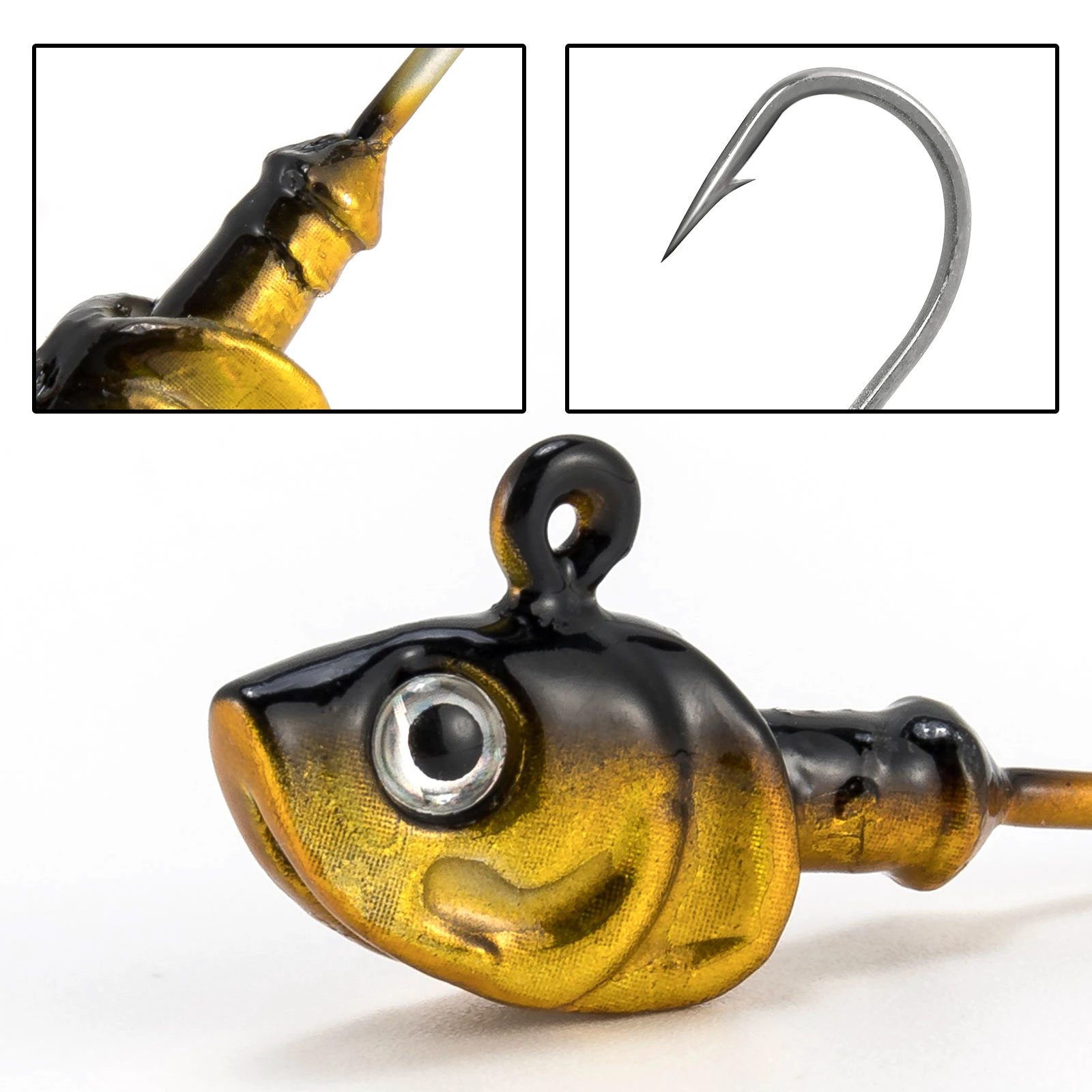 10 Uds anzuelo de cabeza de anzuelo de pesca de mar 10g-56g Swimbait anzuelo de gusano plano ojos 3D para agua salada señuelo de plástico suave halibut Pompano Bass - imagen 3
