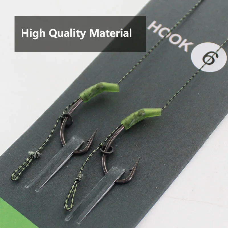 2 uds aparejos de pesca de carpa aparejos de pelo listo hecho anzuelo de pesca de carpa tamaño 2 # 4 # 6 # 8 Accesorios para equipos de pesca Pesca - imagen 4