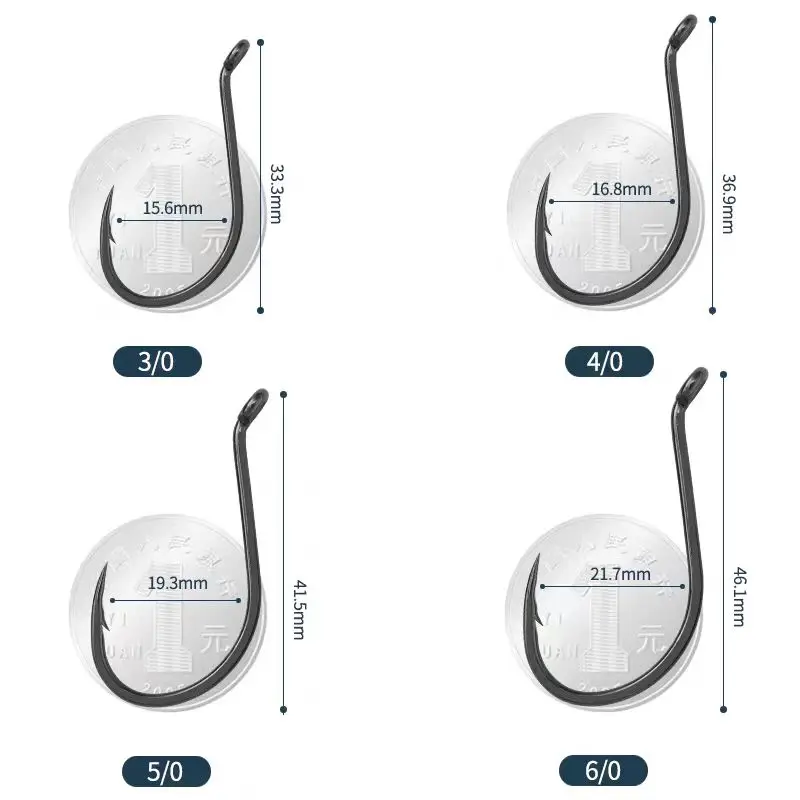 Juego de anzuelos de pesca KEARMMING con boca doblada y mango duradero para anzuelos de pesca resistentes a la corrosión para barcos y mar - imagen 4