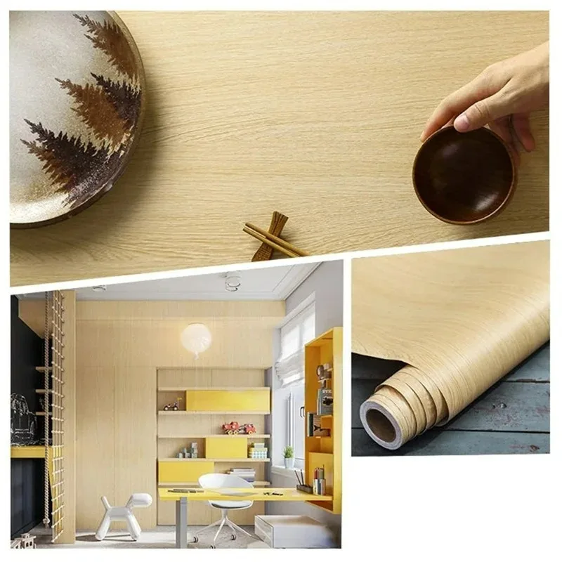 40cm roble amarillo imitación grano de madera decorativo autoadhesivo pegatinas de pared removibles pelar y pegar papel tapiz impermeable - imagen 5