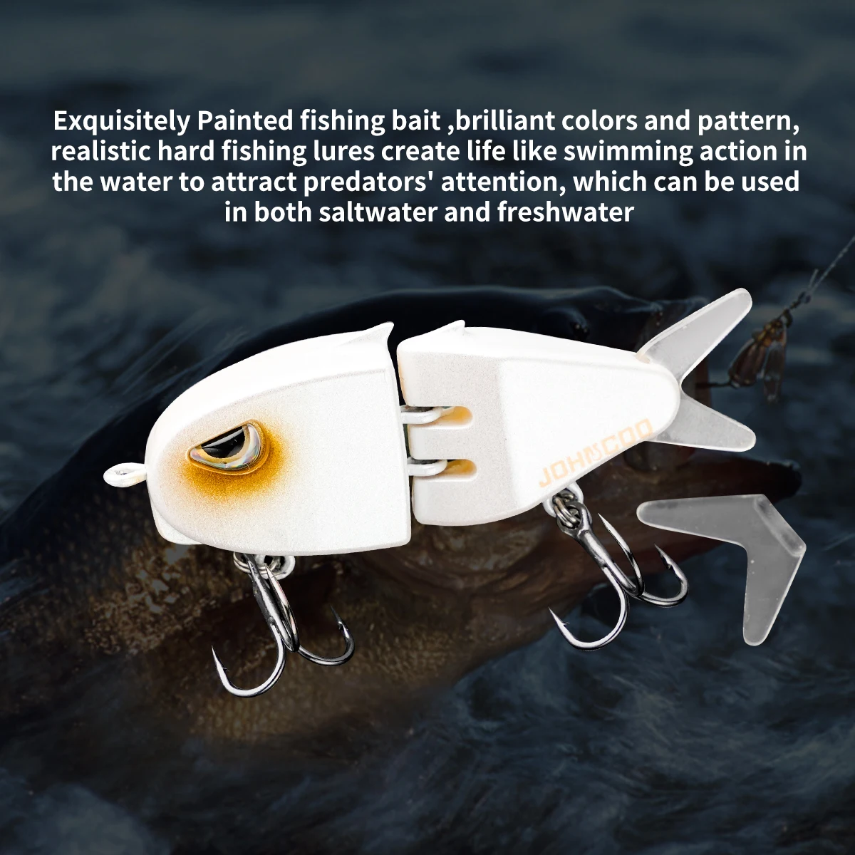 Señuelo de pesca articulado, señuelo para trucha Johncoo 5,5 cm 6,5g, señuelo de pesca de hundimiento lento, 2 secciones, cebo de pesca, cebo de natación - imagen 3