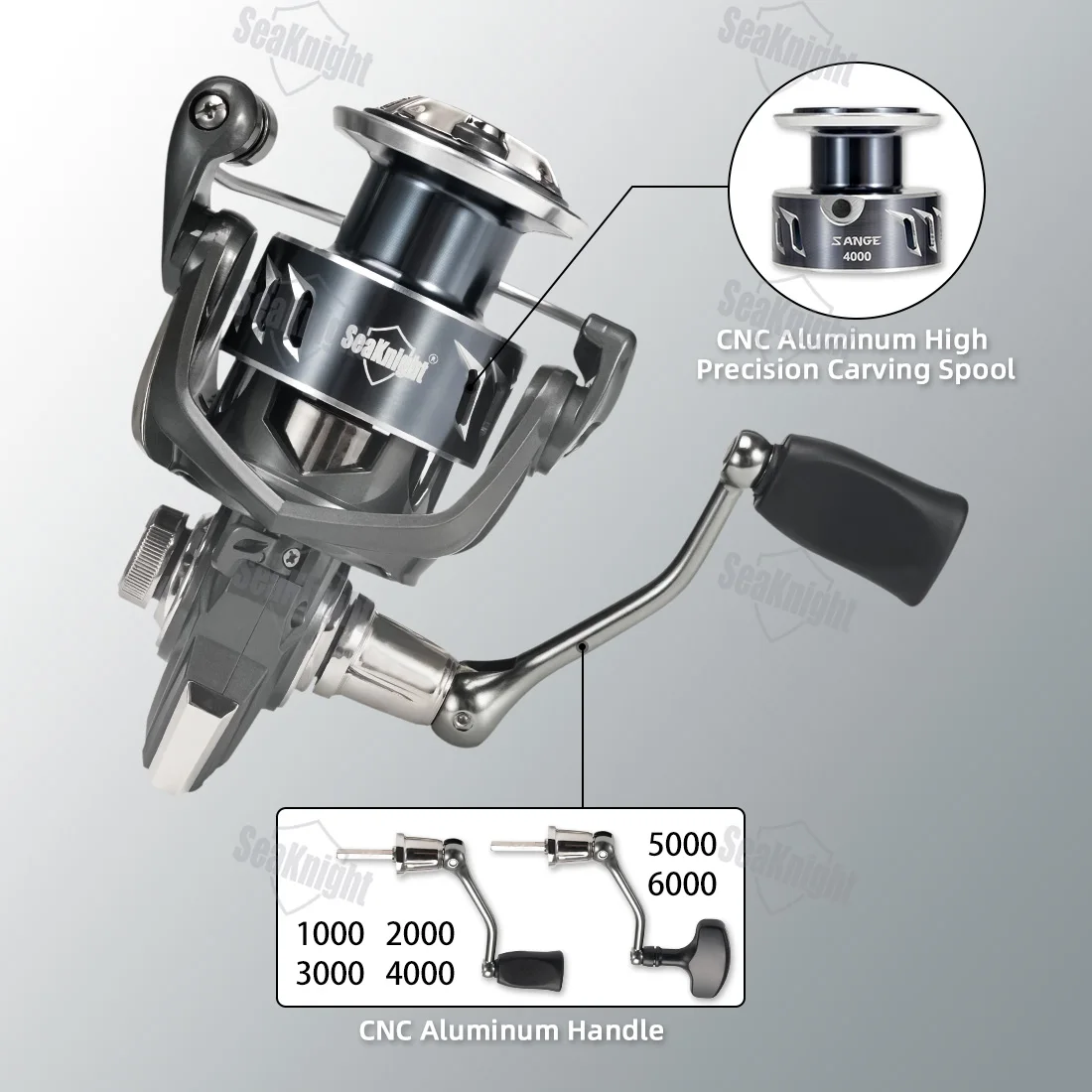 Carretes de pesca SeaKnight marca SANGE 5,2: 1/4,9:1 relación de engranaje 8BB 4-13KG potencia de arrastre carrete giratorio de cuerpo ultraligero para pesca - imagen 4