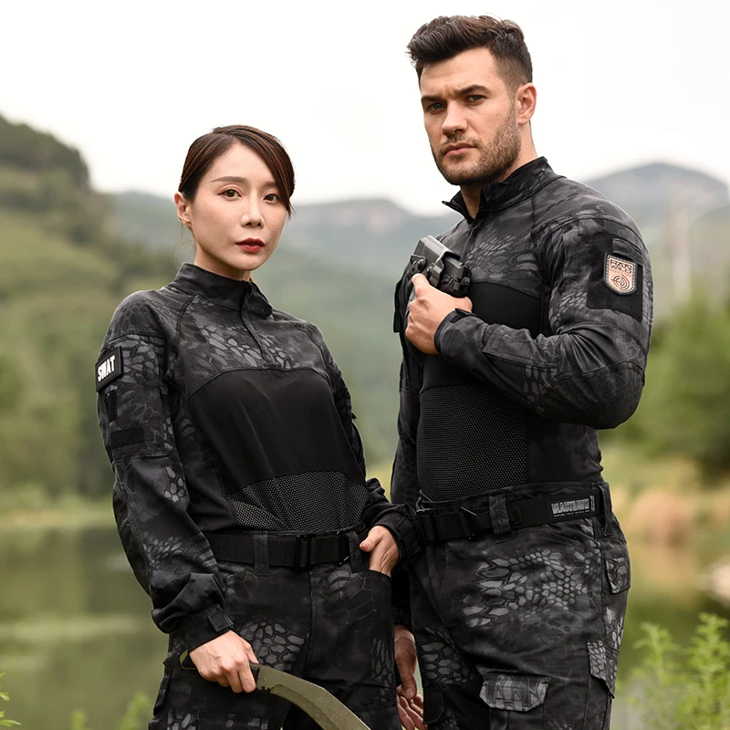 Camiseta táctica del ejército HAN WILD para hombres, ropa SWAT, camiseta de combate militar, camisa de entrenamiento de manga larga, Tops de protección de seguridad - imagen 3