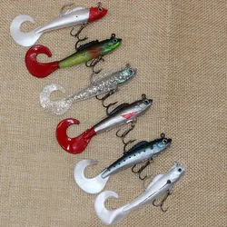 Jig Wobbler con cola nadadora de silicona para lubina y carpa