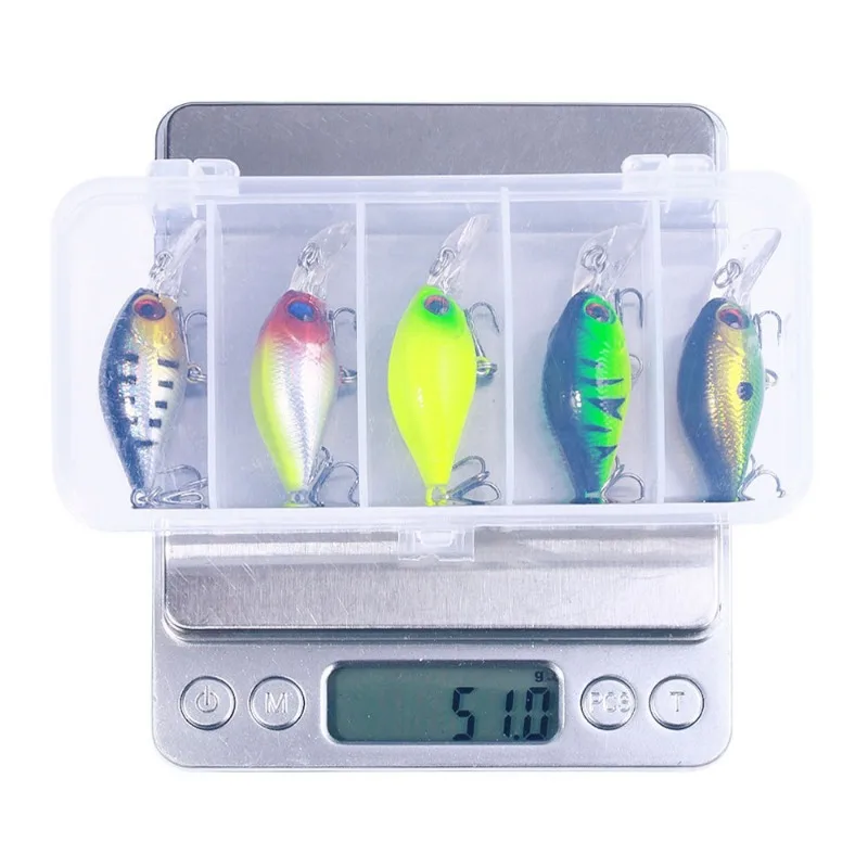 Kit de Señuelos de Pesca de plástico, cebos de manivela de 4,2g/5cm, Wobblers, Crankbait, aparejos de lubina, Spinners para pesca, 5 unidades por lote - imagen 5