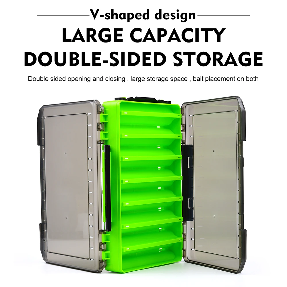 Caja de aparejos de pesca impermeable de doble cara, caja de almacenamiento de cebo de señuelo de pesca con anzuelo, Mini caja de accesorios de equipo de pesca portátil - imagen 5