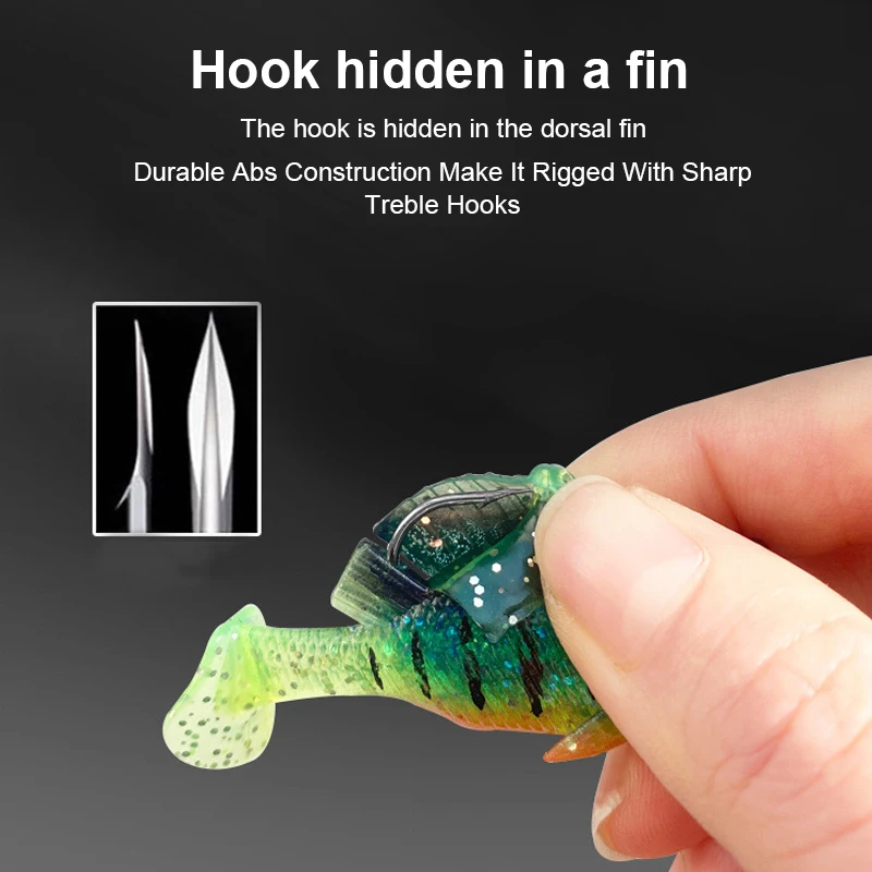 Hanlin 6 cm/14g 8 cm/25g cebo suave cola en T Señuelos de pesca Wobbler cebo Artificial Bluegill Swimbaits hundimiento pez luna aparejos de lubina - imagen 5