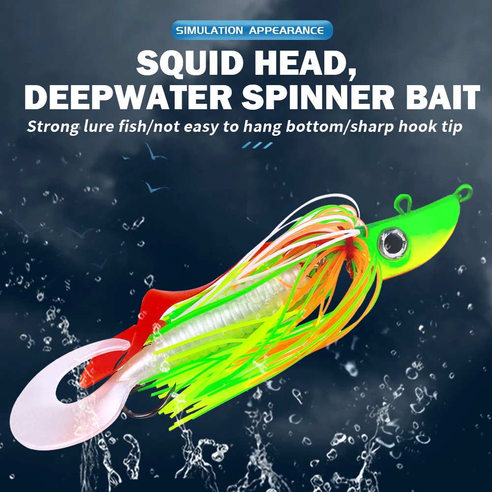 Jig Head Buzzbait con falda de silicona, buena acción de natación, Bucktail, agua salada, Jigs, platija para Fluke Bass Bluefish - imagen 2