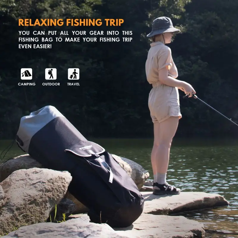 Bolsa de cañas de pescar THKFISH, bolsa de carrete de caña de pescar plegable portátil, equipo de caña de pescar, estuche de transporte, bolsa de almacenamiento de viaje - imagen 5