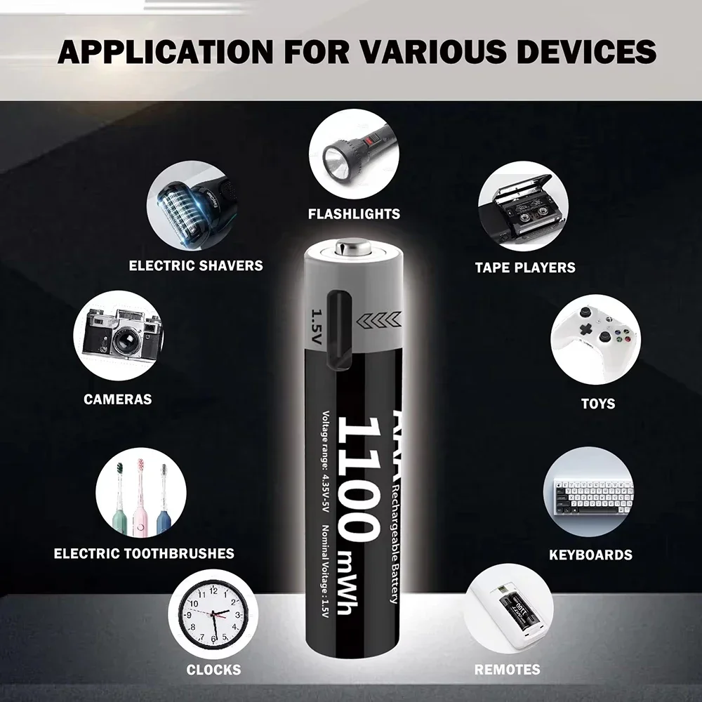 Batería recargable Li-ion USB AAA 1,5V para frontal de pesca - imagen 5