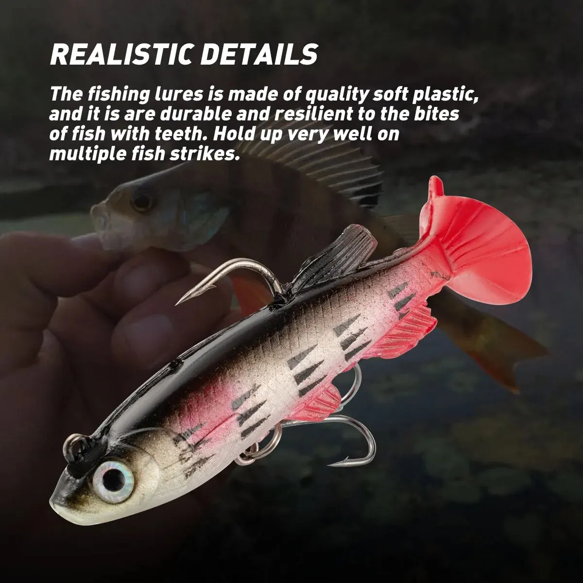 Señuelos de Pesca de cebo blando, señuelo de goma de 80mm/13g, Swimbait de hundimiento Artificial, cola de paleta, cabeza de plantilla, artículos de aparejos de pesca para lubina de mar - imagen 5