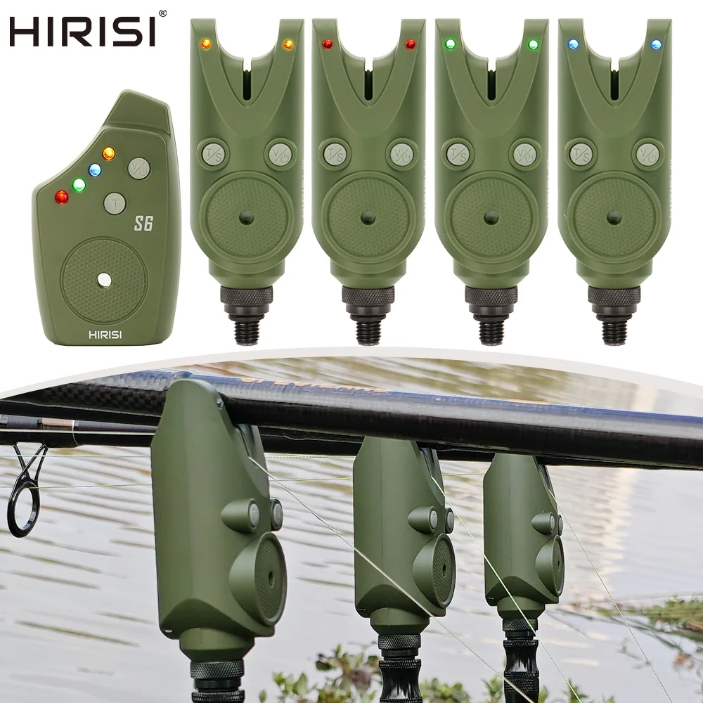 Hirisi-alarma de mordedura de pesca inalámbrica, resistente al agua, Color verde, indicador de pesca de carpa S6, accesorios de pesca