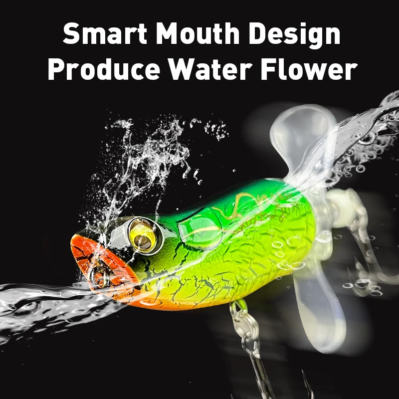 LEYDUN-Nuevos Señuelos de Pesca m-popper, cebos duros de agua superior, Plopper Whopper, cola giratoria suave, 85mm, 15g, Wobblers Popper para Lucio - imagen 5