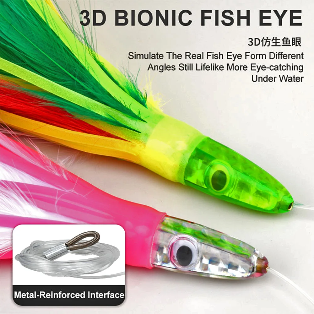 6,5 "46g cabeza de resina pulpo falda suave señuelo de curricán agua salada barco de aguas profundas pesca atún Wahoo Mahi Marlin cebo grande - imagen 3