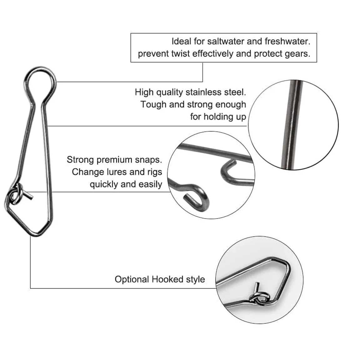 Deslizador de plomo para sedal de pesca, Clip de vástago deslizante de plomo con conector a presión enganchado para agua dulce y salada, 9KM, 25 uds. - imagen 4
