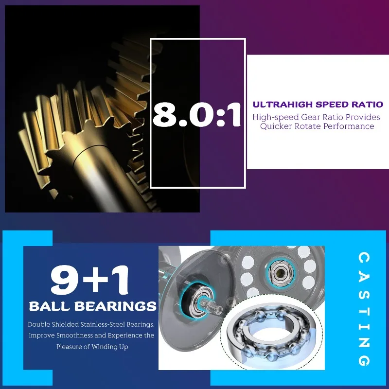 Sougayilang-carrete de Baitcasting ultraligero serie MAX 9 + 1BB 8,0: 1, sistema de freno magnético de arrastre máximo de 8KG, bobina de agua salada y dulce - imagen 5