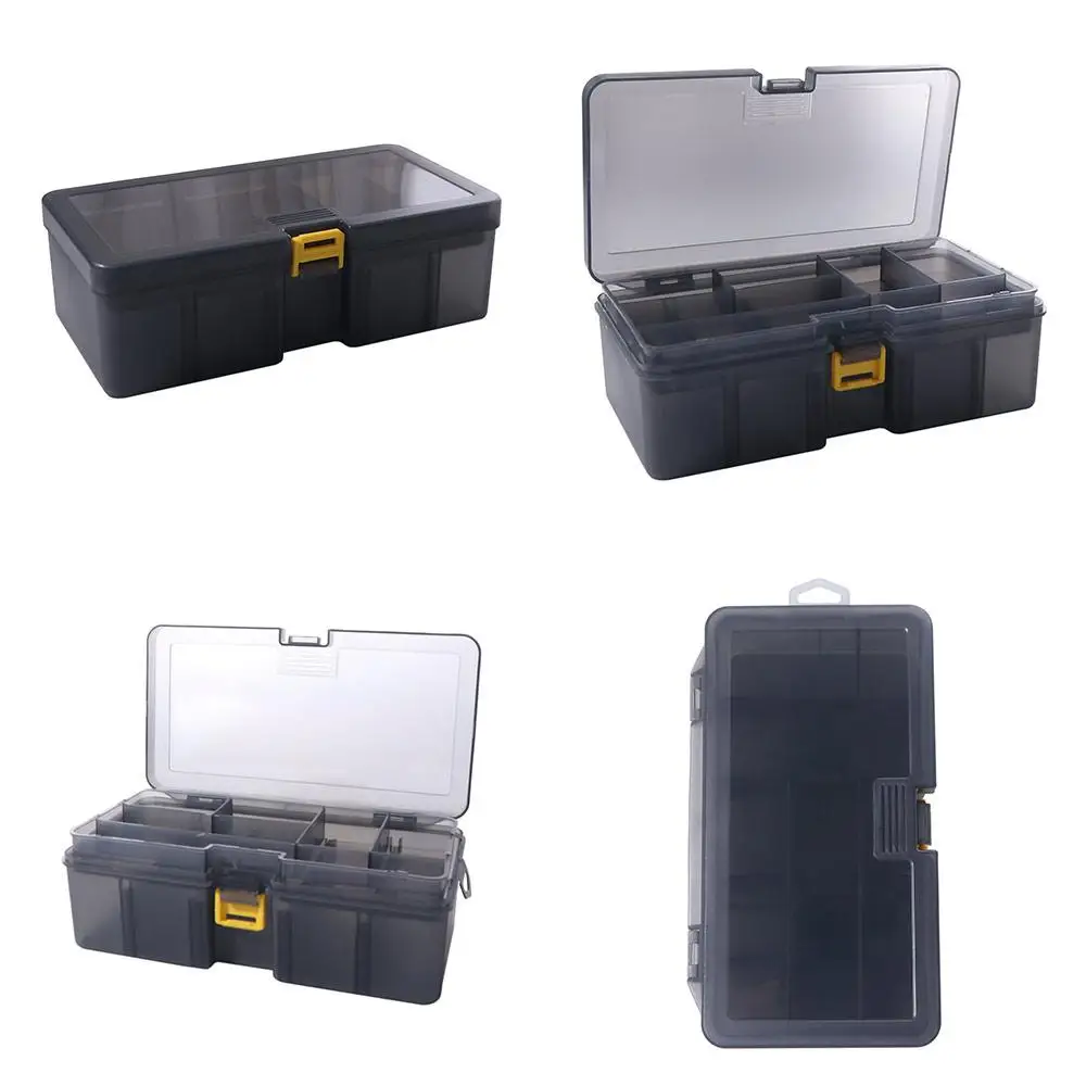 Caja de aparejos de pesca de doble capa, cubierta abatible, caja de almacenamiento de gancho de señuelo de plástico, contenedor de almacenamiento de cebo portátil a prueba de humedad - imagen 2