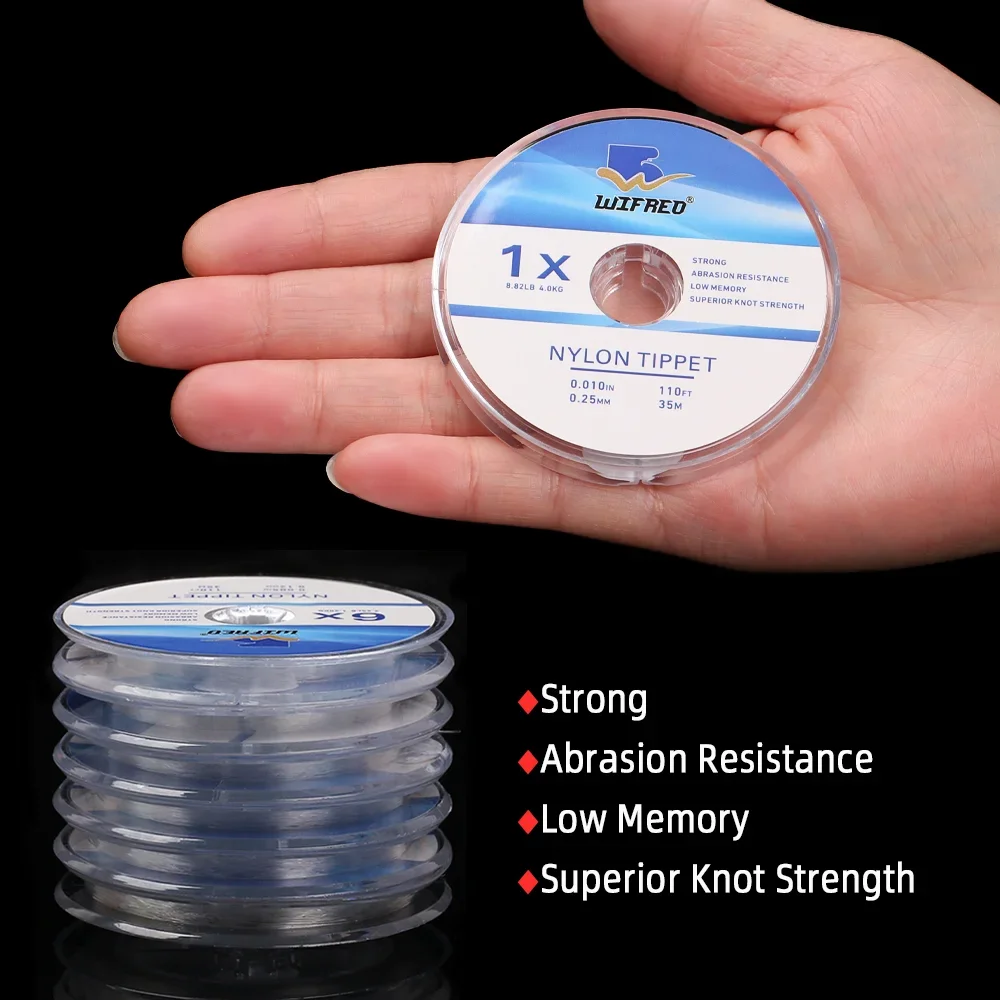 Wifreo-línea de pesca con mosca de 2 piezas, hilo de nailon transparente, soporte para Tippet, aparejos de pesca de trucha y lubina, 1X 2X 3X 4X 5X 6X - imagen 4