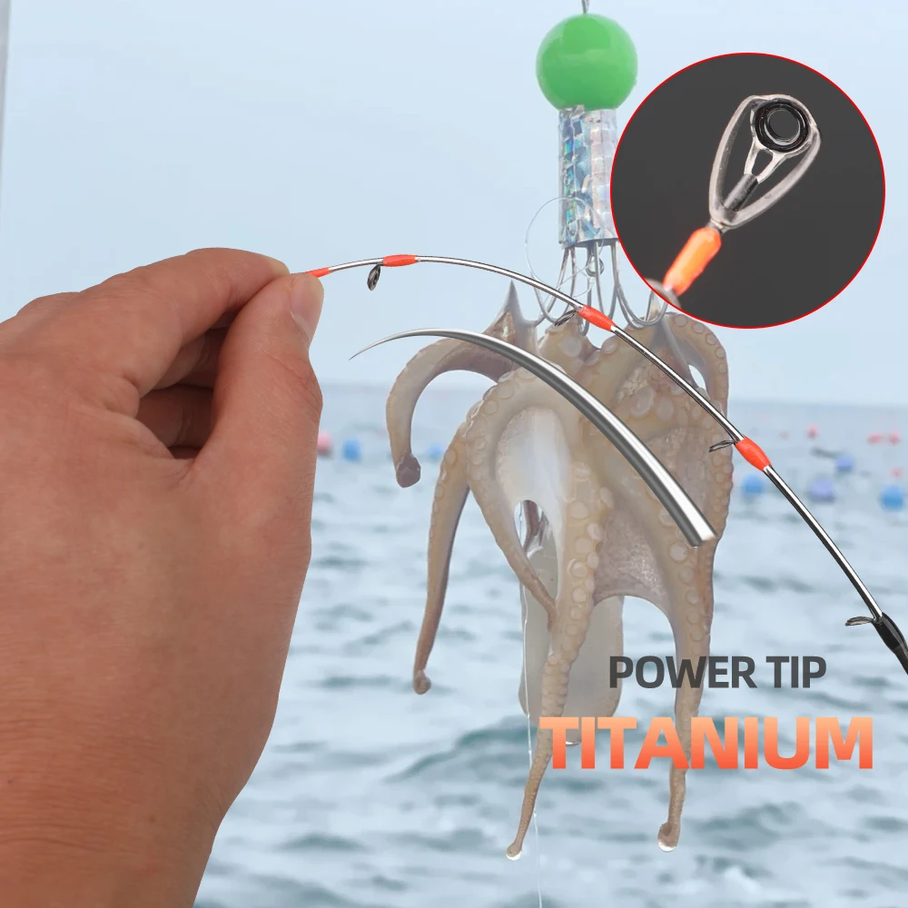 ROLLFISH-caña de pescar con punta de titanio, pulpo, calamar, sepia, 1,55 M/5,08 pies, acción 9:1, fundición de fibra de carbono, caña de Jigging ligera para agua salada - imagen 2