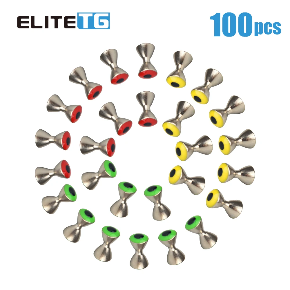 Elite TG 100 Uds. Aparejos de pesca con mosca con ojos de mancuerna de latón, ganchos de señuelo para atar ninfas, moscas, perca, trucha, Walleye, 3,2 ~ 5,0mm - imagen 4