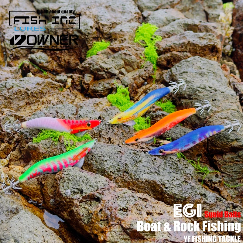 FISH INC SQUID JIGS 2,0 EGI señuelo pesca de madera SHRIMP BAIT CUTTLEFISH OCTOPS que brilla la cola huecos periódicos 7 gramos pesca de rocas y barcos - imagen 2