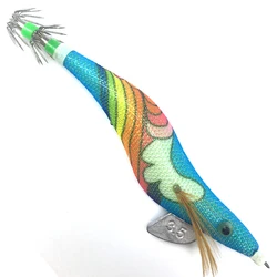 10 Uds. De cebo de madera para camarones, color verde y azul, 3,5G, para chupar, pesca en el mar, anzuelo de calamar Artificial, plantillas luminosas, anzuelo de calamar y camarones