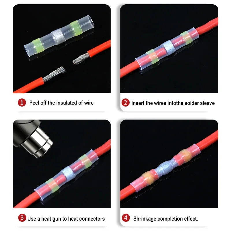 Kit de conectores de Cable de sellado de soldadura, terminales de engarzado a tope termorretráctiles, conector de empalme de Cable eléctrico impermeable, 10 ~ 500 Uds. - imagen 5