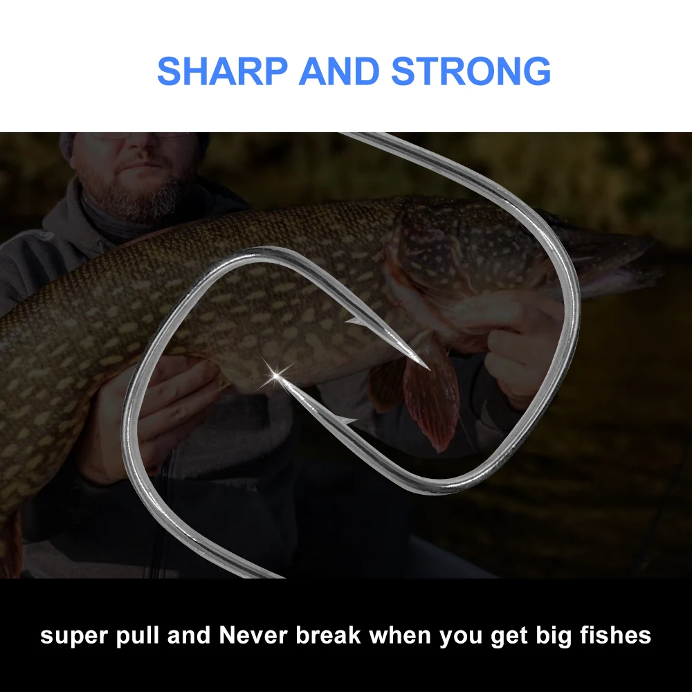 ESFISHING-anzuelo compensado de vientre estrecho, anzuelos de pesca de acero al carbono, manivela, anzuelo de gusano con púas para señuelo de pesca suave - imagen 5