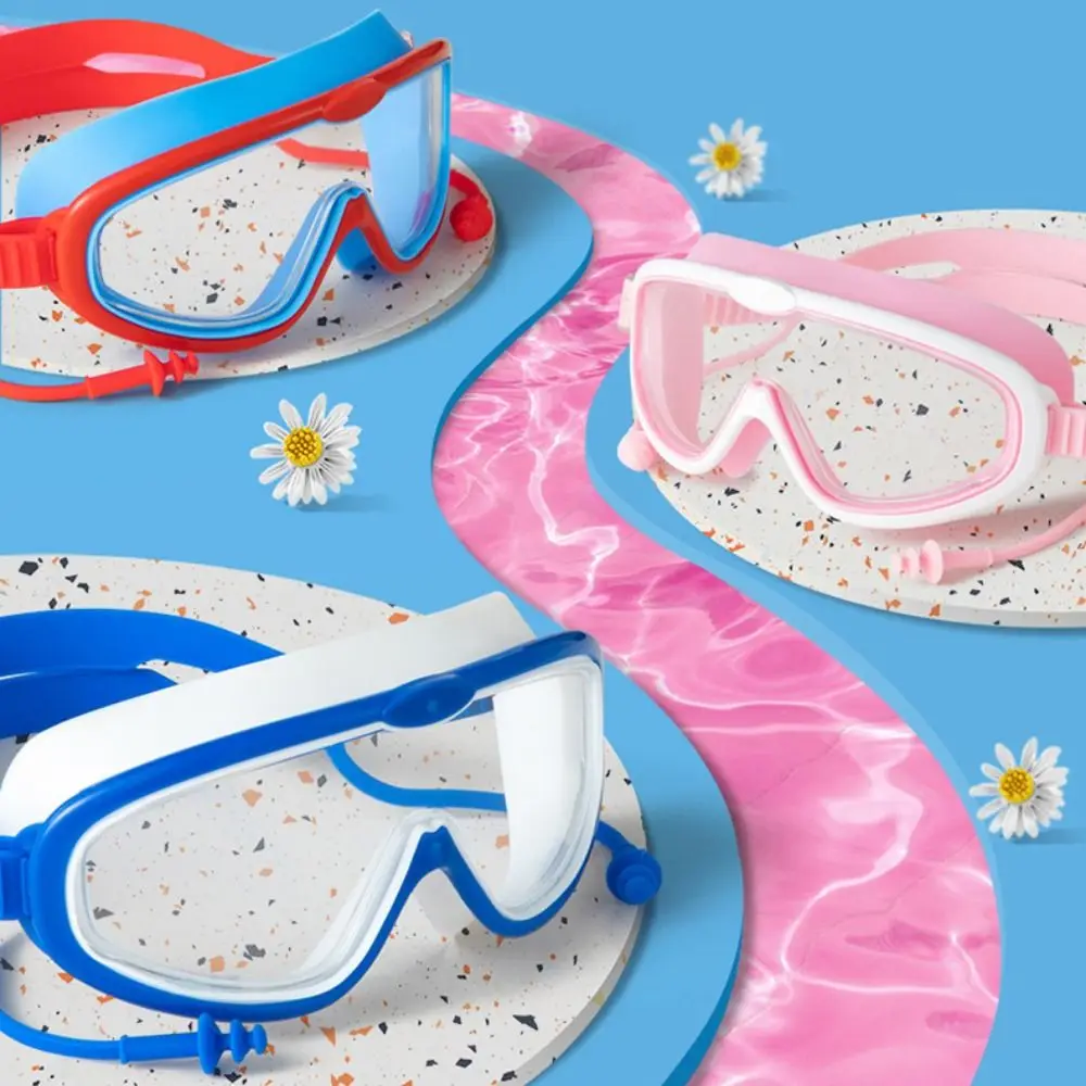 Gafas de buceo con montura grande para niños y adultos, lentes de natación antivaho, elásticas de silicona, vista amplia - imagen 3