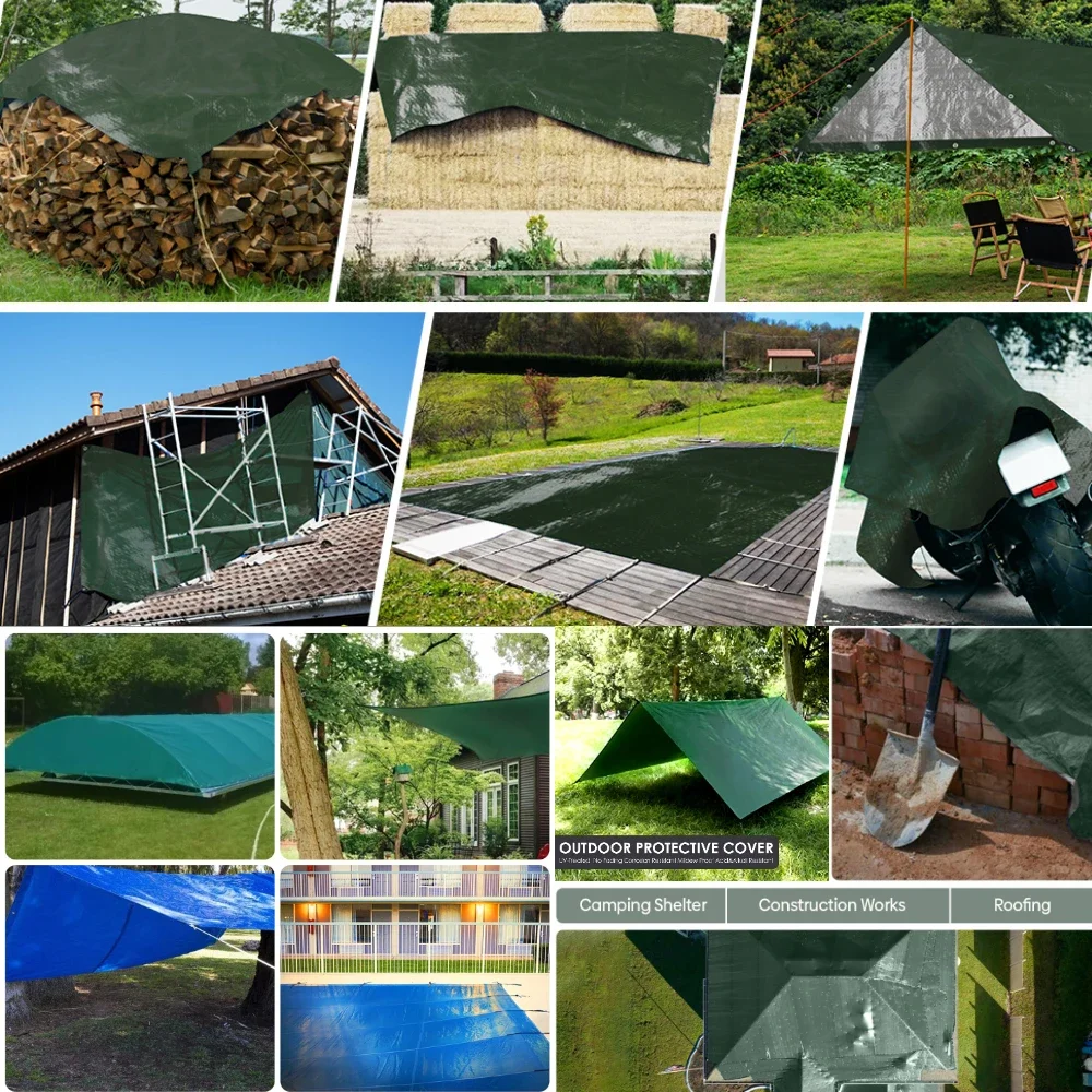 Toldo rectangular impermeable de PE para exteriores, refugio solar de 300CM, 120GSM, protección solar, toldo de vela para acampar y hacer senderismo - imagen 5