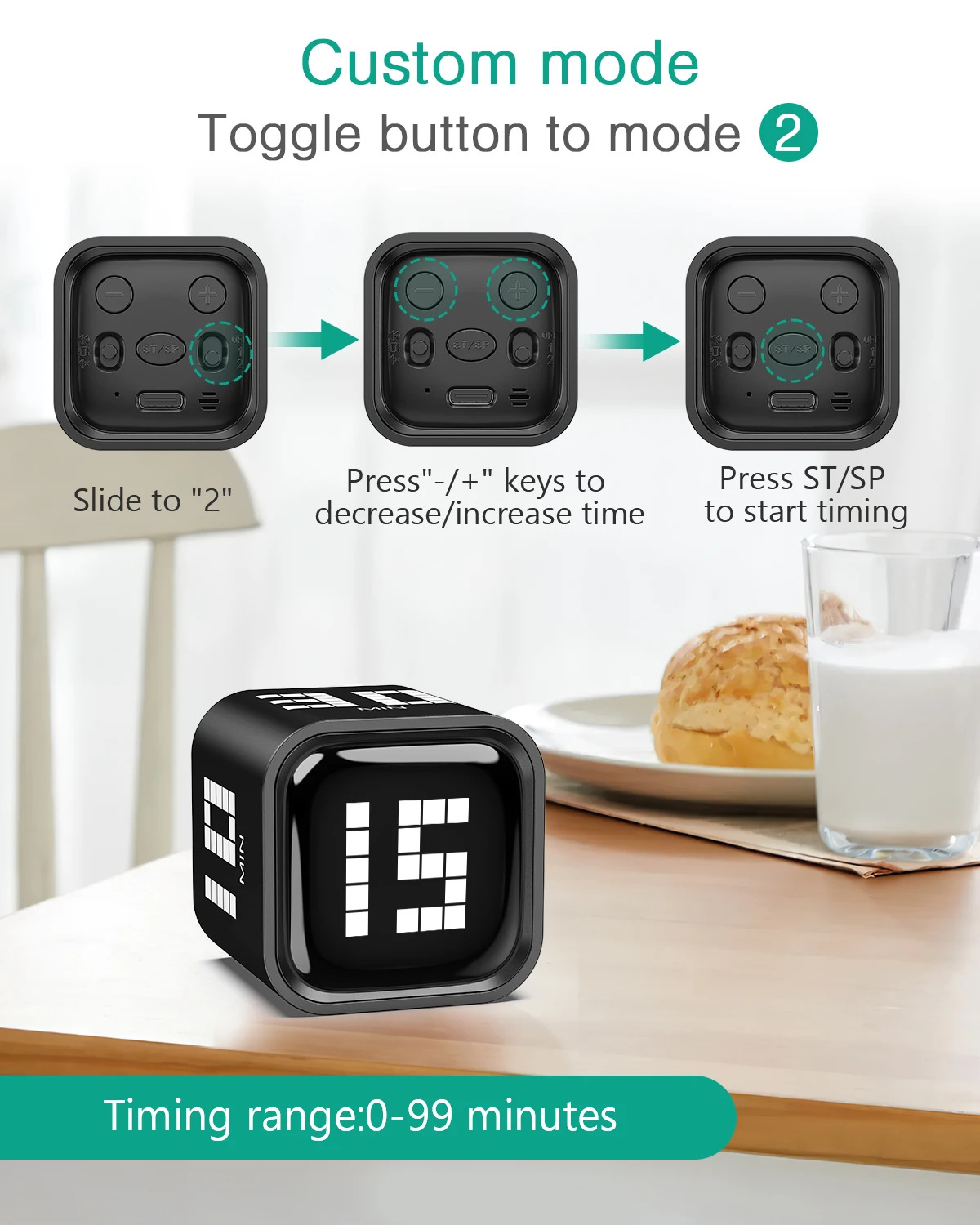 Temporizador Flip Motion USB-C recargable cuenta atrás silenciosa - imagen 2
