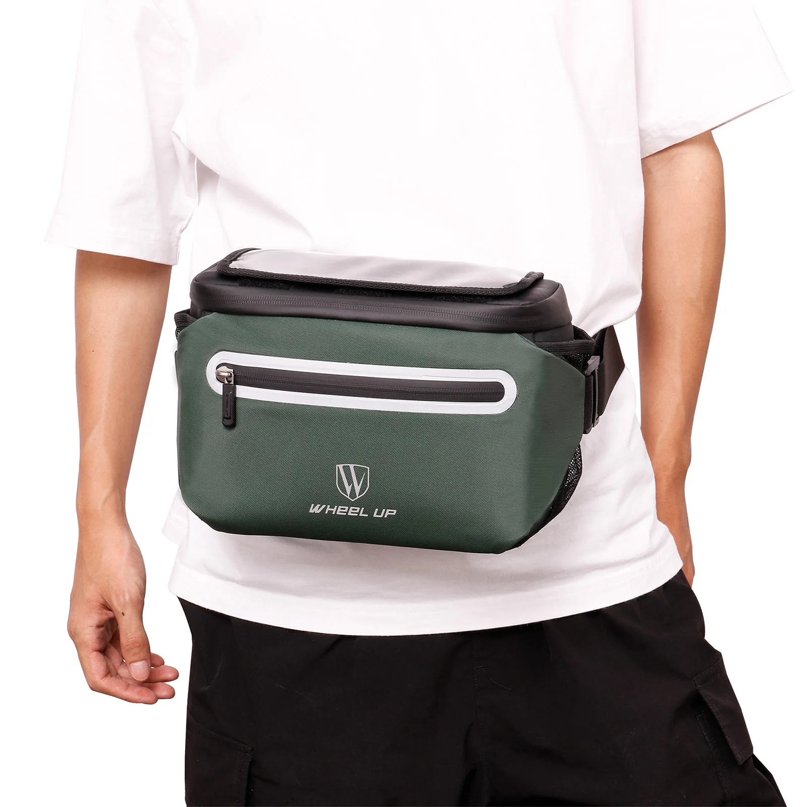 Bolsa grande para manillar de bicicleta, almacenamiento frontal con soporte para teléfono con pantalla táctil plegable - imagen 4