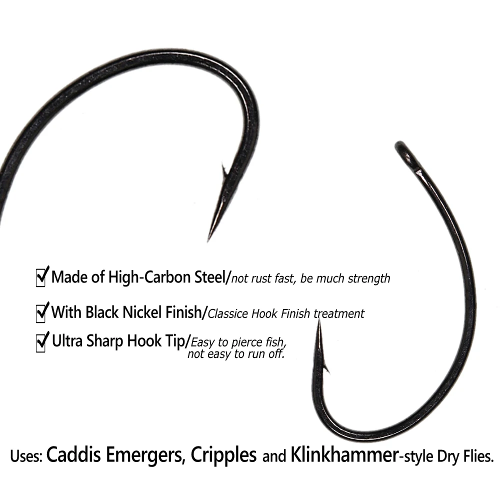 Wifreo-anzuelos de mosca seca de acero con alto contenido de carbono, 50 piezas, klinkhammer, emergentes, Caddis Pupa, gancho de pesca para moscas secas con púa - imagen 4