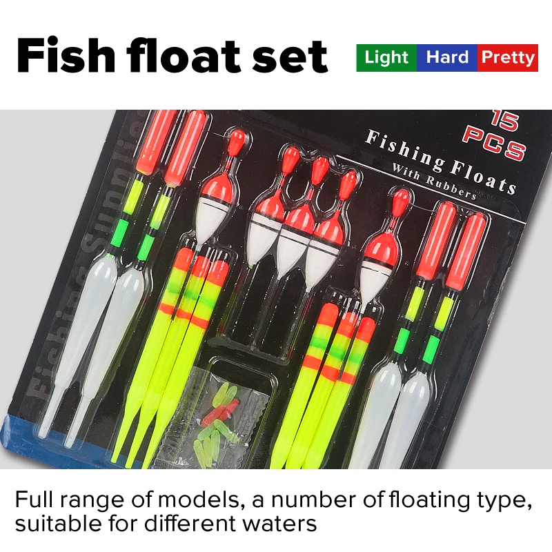 15 unids/set juego de flotador de Pesca boya Vertical profesional con barra luminosa señuelo multifunción flotador aparejos de Pesca para Pesca - imagen 3