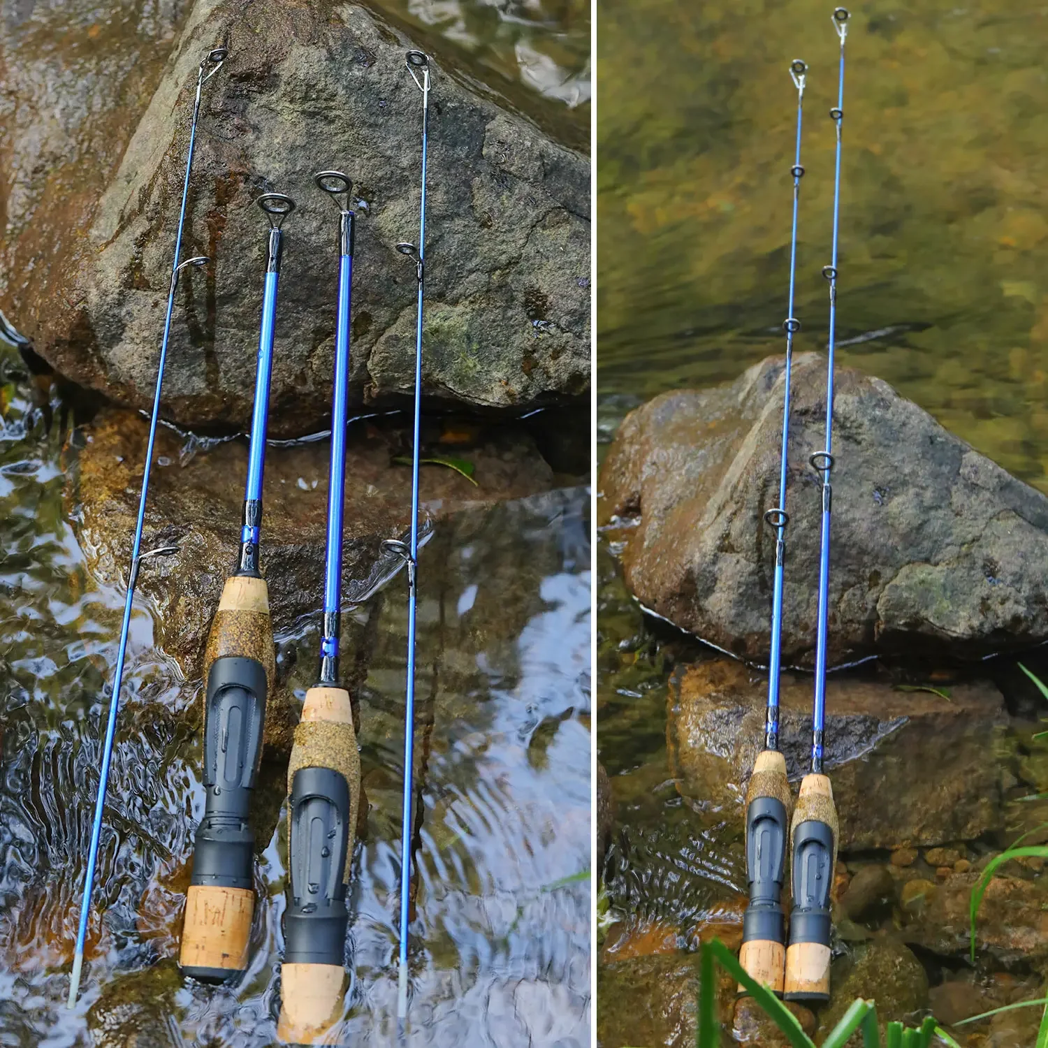 Sougayilang-cañas de pescar en hielo para invierno, 63cm, 71cm, 2 secciones, ultraligeras, portátiles, con mango de madera - imagen 4