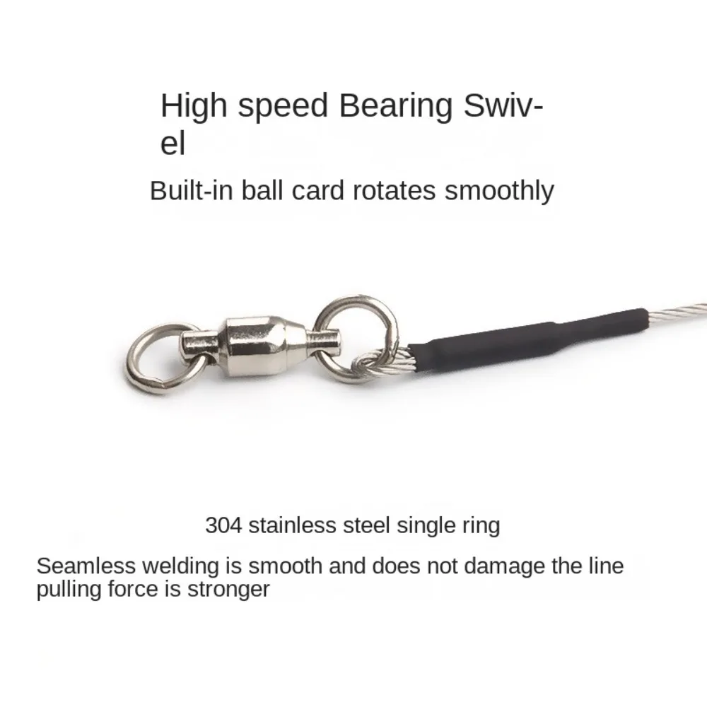 Línea de plomo de pesca de 49 hebras, hilo antimordida, giratorios, hilo antimordida, cuerda, anzuelo de pescado, núcleo de acero, broche de seguridad - imagen 5