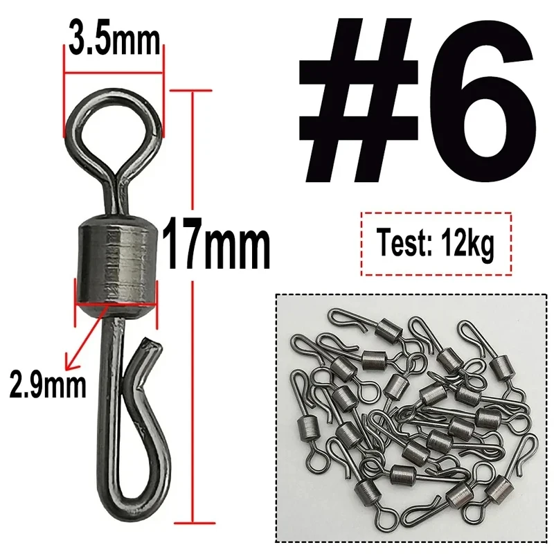 50 Uds. Conector de pesca giratorio de rodamiento en forma de Q giratorios de cambio rápido para accesorios de aparejos terminales de pesca de carpa - imagen 2