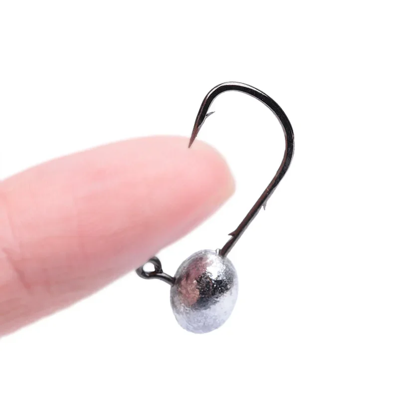 OUTKIT-Mini anzuelo con cabeza de anzuelo, 4X fuerte, pez roca, cabeza de plomo expuesta, anzuelo de púas, trucha, señuelo de gusano suave, aparejos de pesca, 10 Uds. - imagen 4